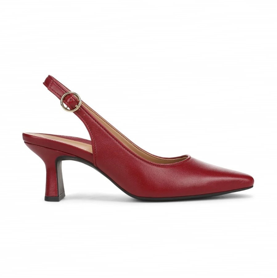 VIONIC Women Perris Slingback Heel, Cabernet Red Leather (NEW)