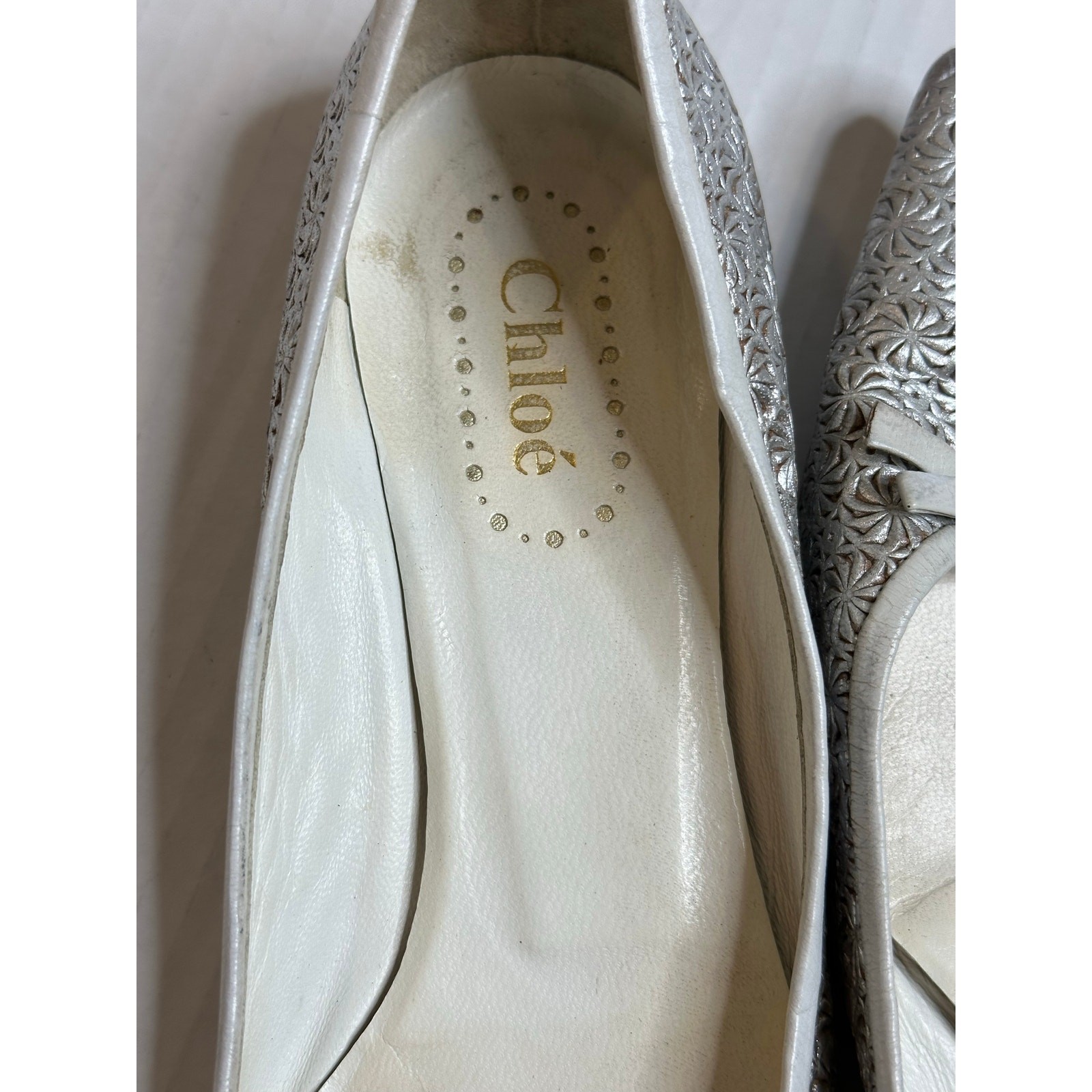 Chloe silver metallic pointed ballet bow flats size 36 US 6.5 Rare vintage style