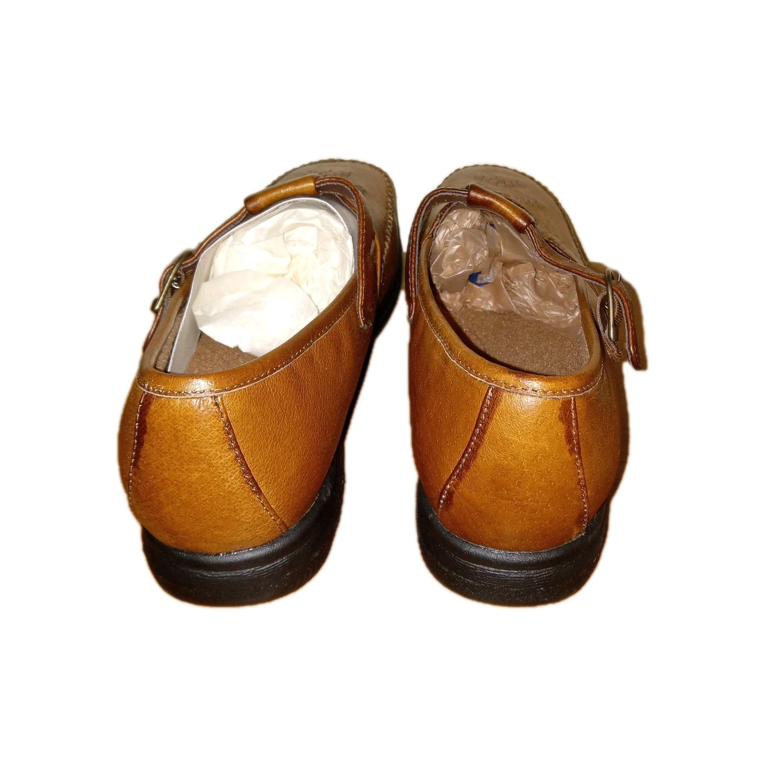 Vtg Sonoma Mary Jane Loafers Womens 11 Brown Woven Leather Buckle Preppy Boho