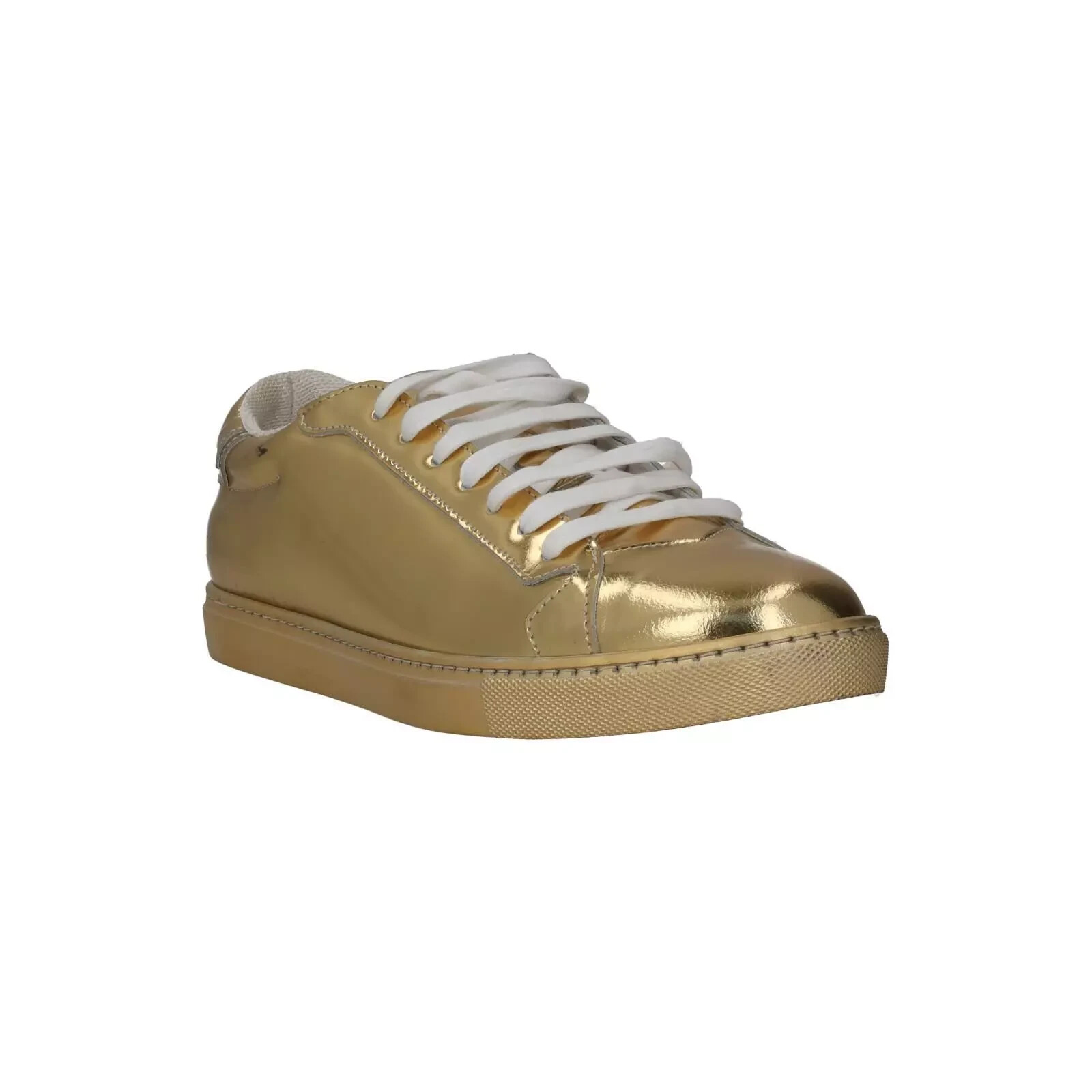 Women’s ROBERTO JUST CAVALLI Trainers Fashion Sneakers Low Top Lace-Up Gold 37