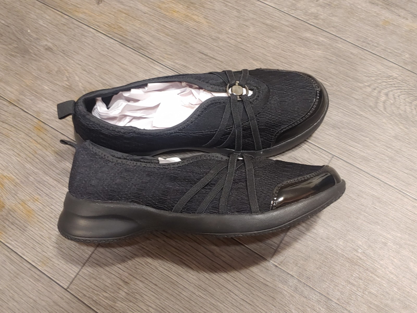 Comfortview Size 8 1/2 Wide Black Slide On Athletic Shoes Breathable