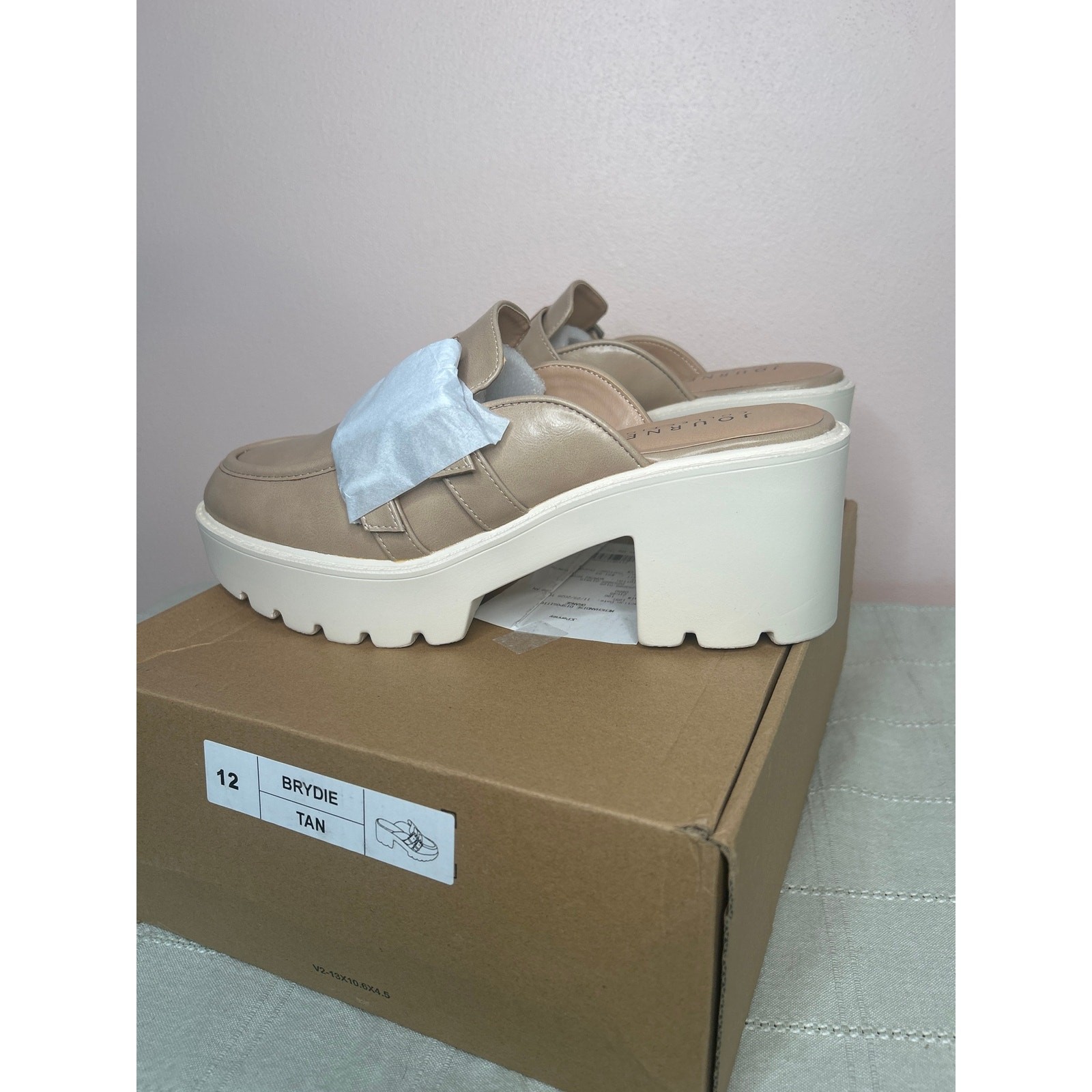 Journee Collection Brydie Women’s Tan Platform Mule Pump Tru Comfort Foam Sz 12
