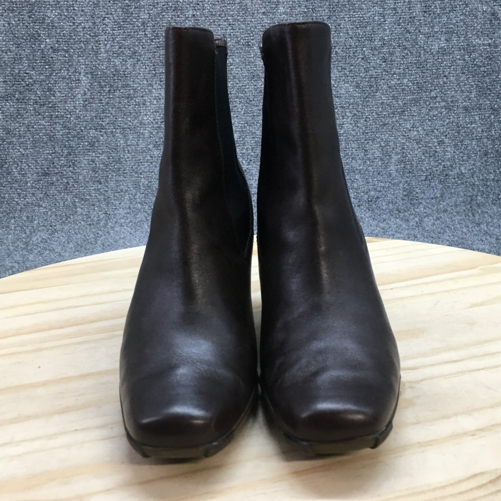 Asgi Boots Womens 6 M Chelsea Ankle Booties Brown Leather Square Toe Heeled