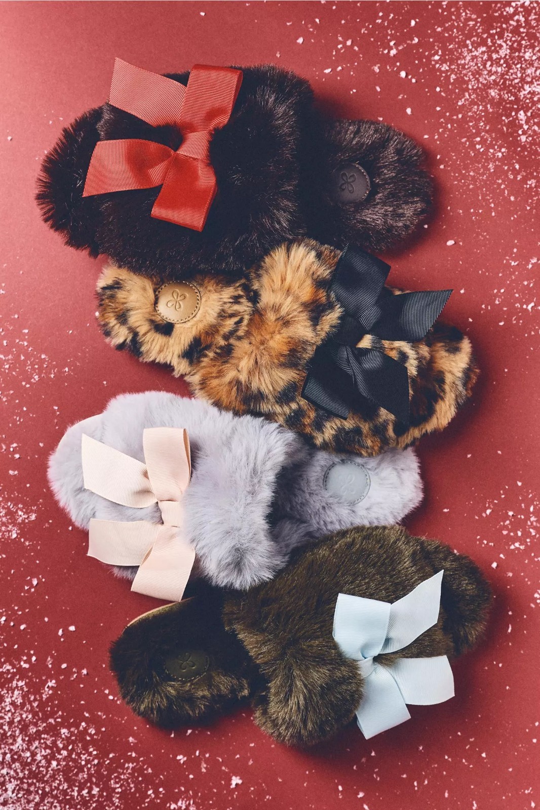 NWT Anthropologie Maeve Faux Fur Open Toe Bow Slippers Leopard Size S 6-7
