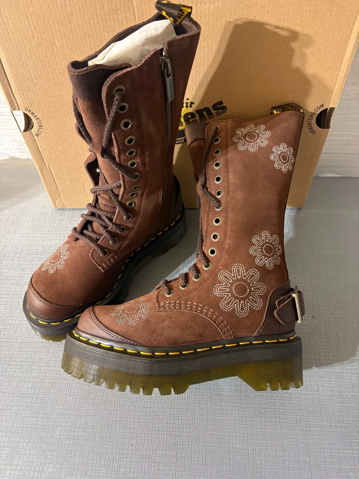 DR. MARTENS 1914 SMOOTH LEATHER TALL BOOTS in Black Nappa MSRP$230 Great Reviews
