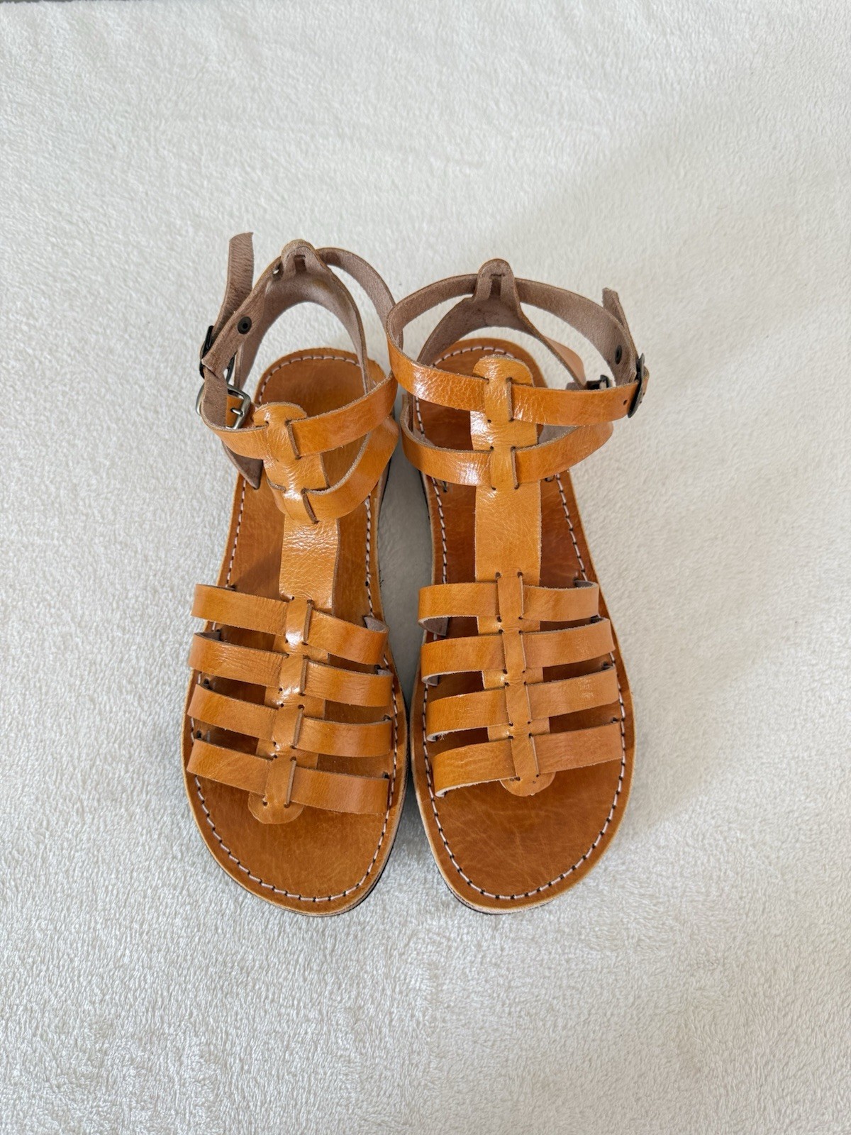 Handcrafted Genuine Leather Women’s Sandals – Five-Strap Cognac | 100% Handmade
