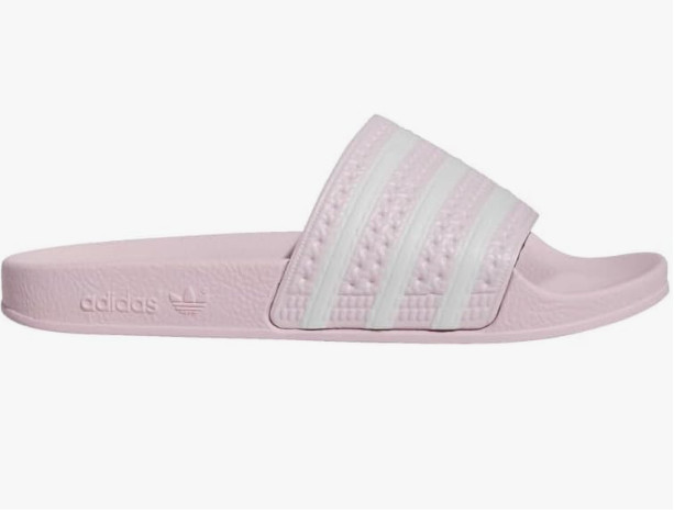 adidas Originals Adilette Slides Women’s Clear Pink White 3-Stripes Sandals