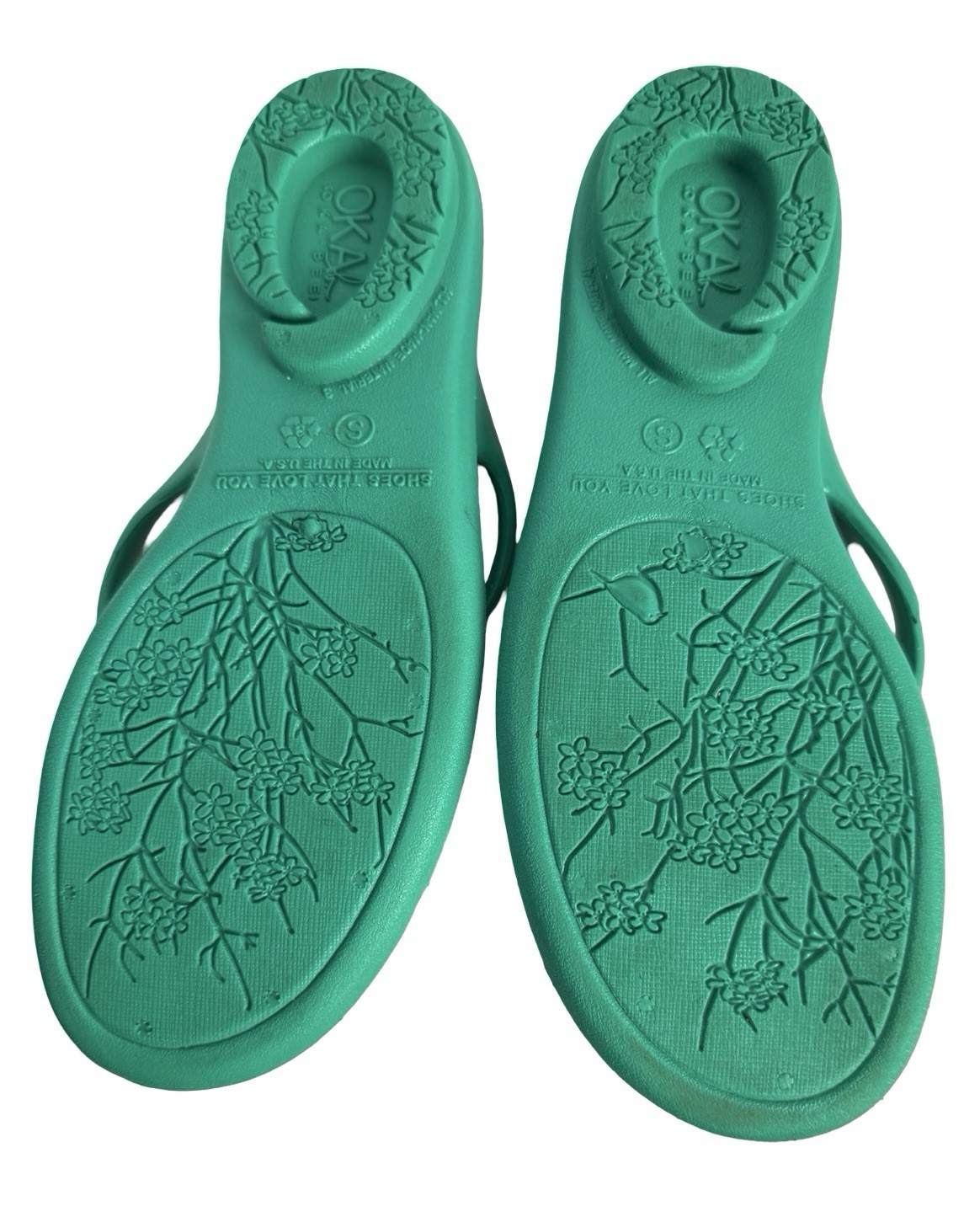 Oka-B Green Flip Flop Sandals Women’s Size Small Comfort Massage Thong Slides