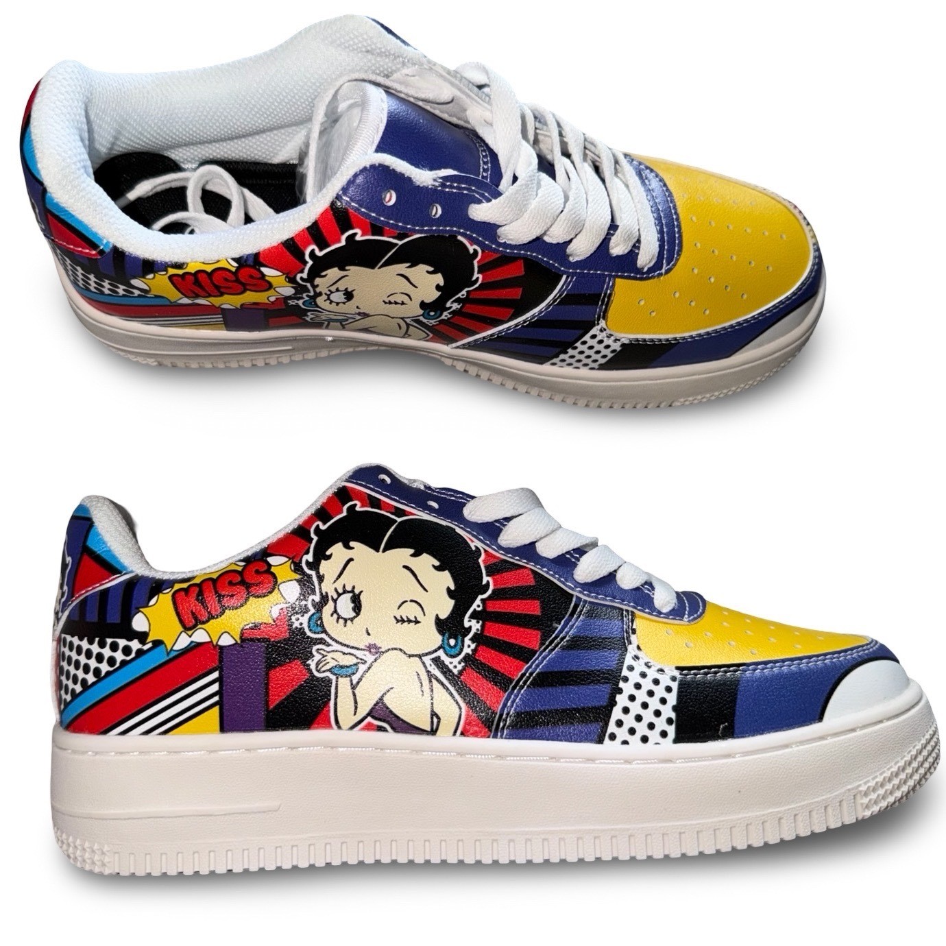 Betty Boop Pop Art Comic Print Fashion Sneakers Multicolor Women Sz 10.5 NEW