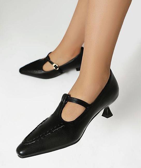 Sweet Women’s Pointed Toe Low Kitten Heel T Strap Party Wedding Shoes Sandal New