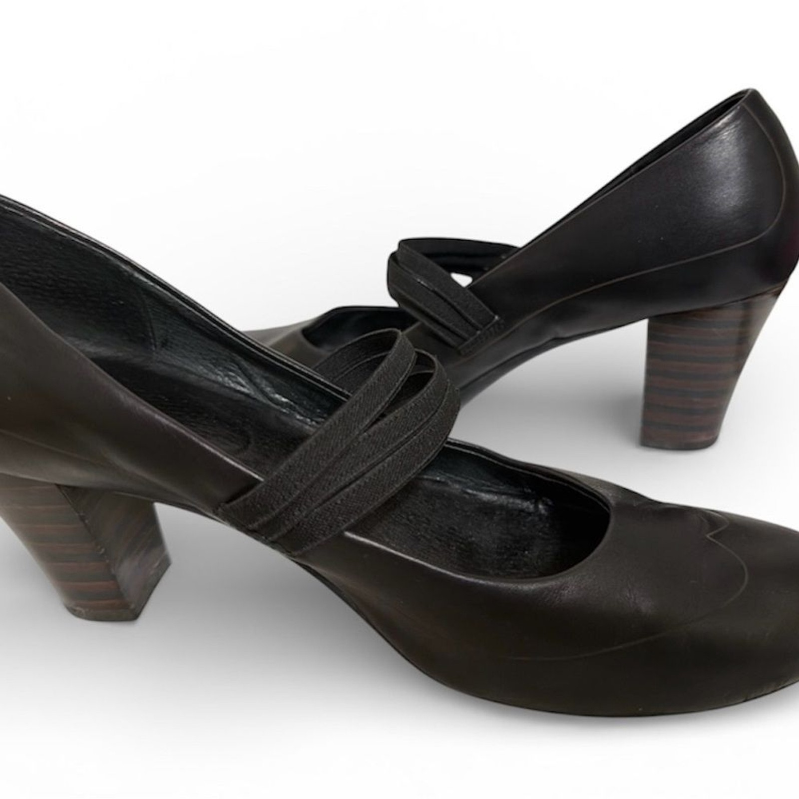 Camper Black Leather Mary Jane Block Heel EU 41 US 10–10.5