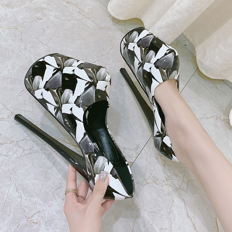Women’s Faux Leather Stilettos Heels Platform Shoes Nightclub Sexy Nightclub SZ