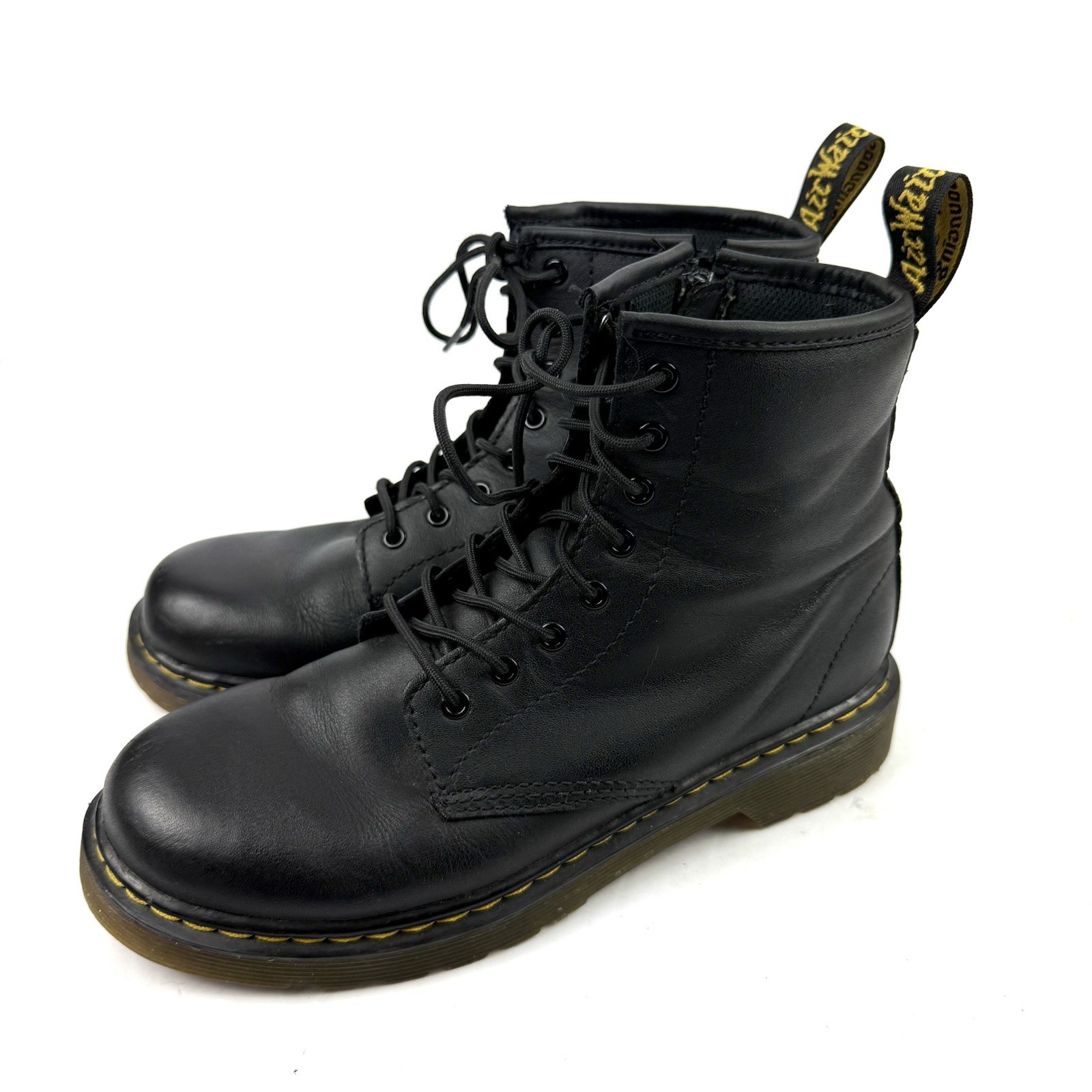Doc Martens Combat Boots 36 Womens Black Leather Lace Up 8 Eyelet Bootie