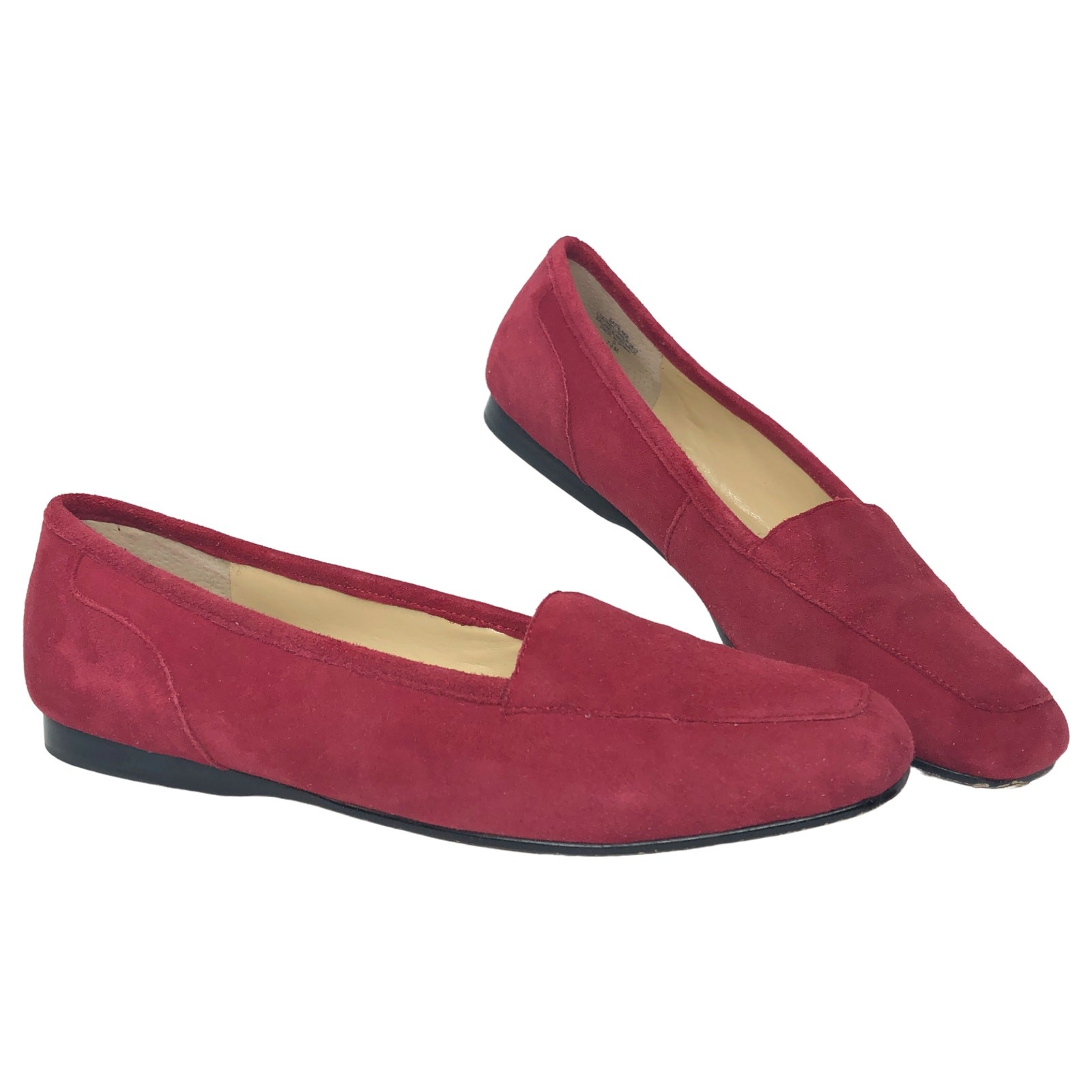 Enzo Angiolini Womens Red Suede Slip On Square Toe Loafers Flat Shoes Size 7.5 M