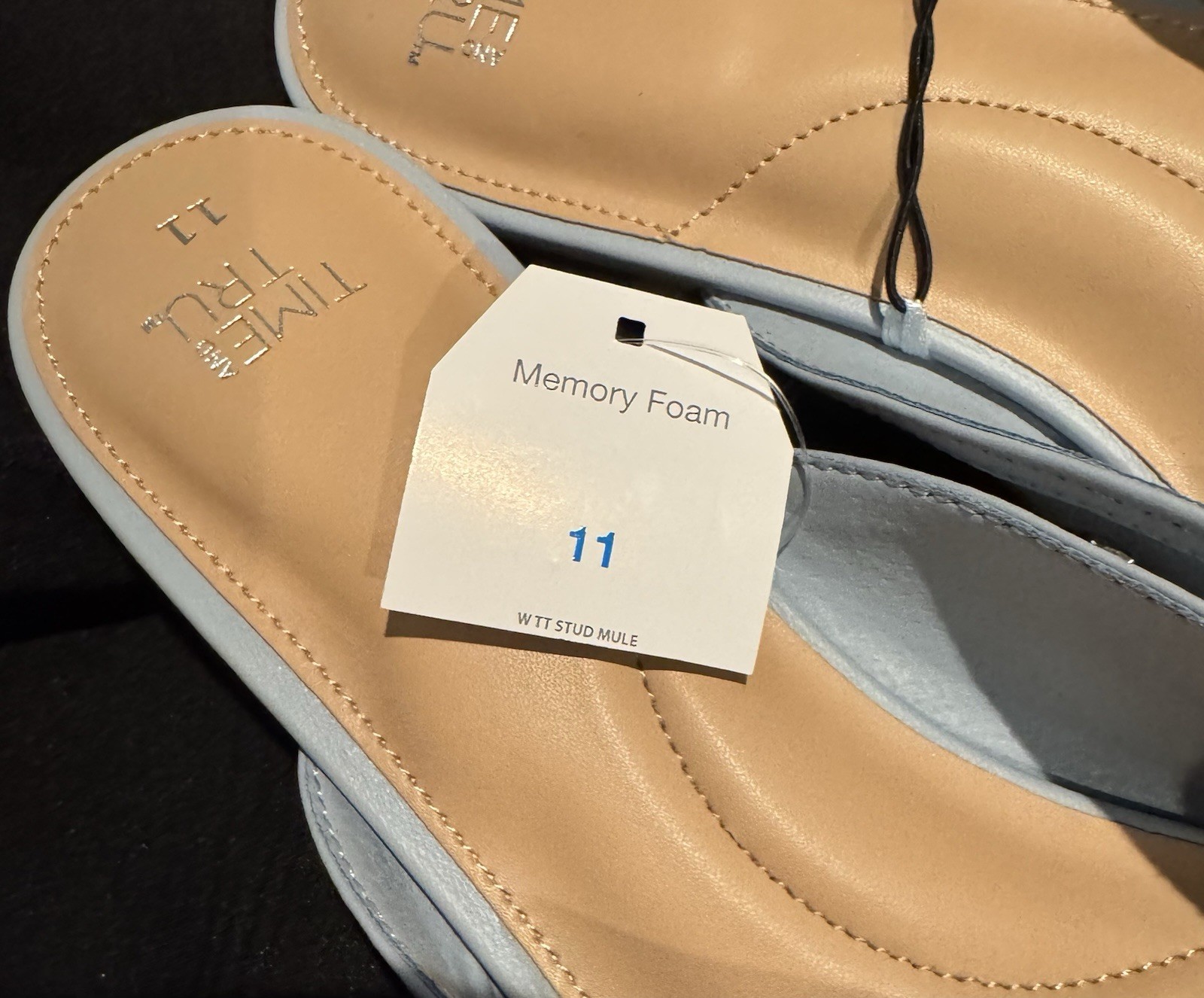 New Time And Tru Light Blue Studded Memory Foam Slip-On Women’s Flats Size 11