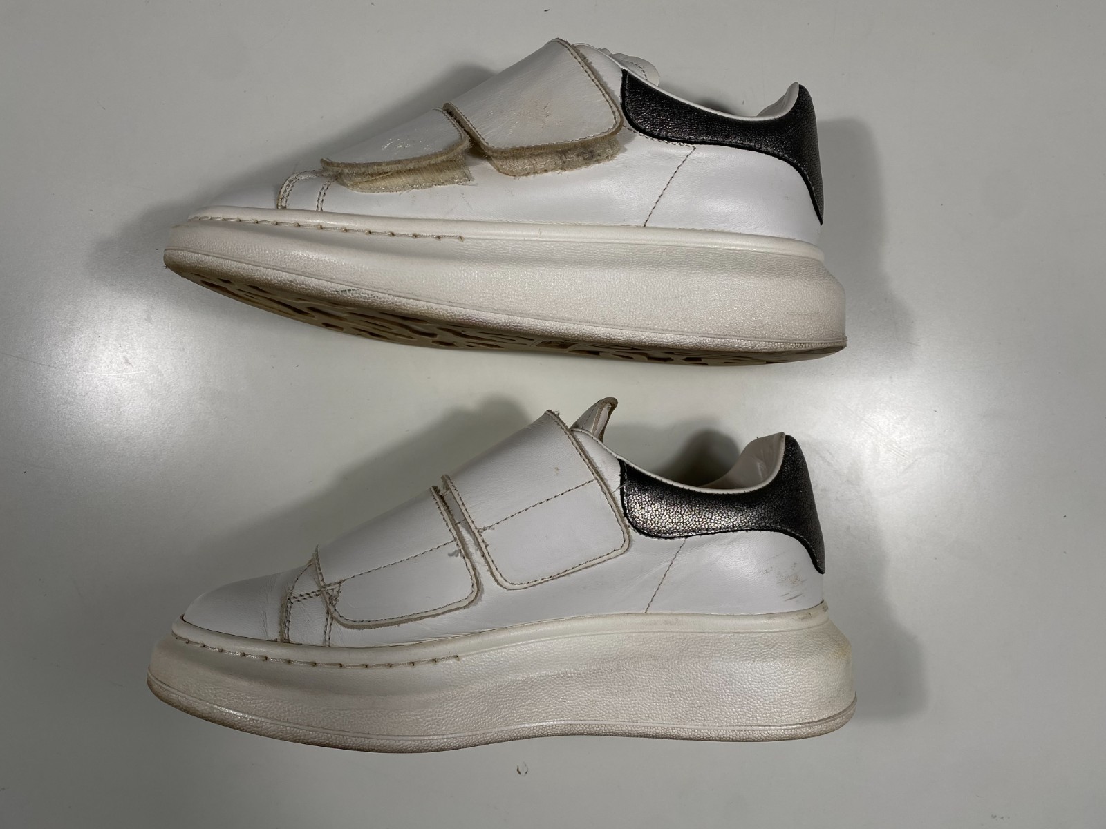 Alexander McQueen Oversized Double Strap White Leather Sneakers size EU 36 1/2