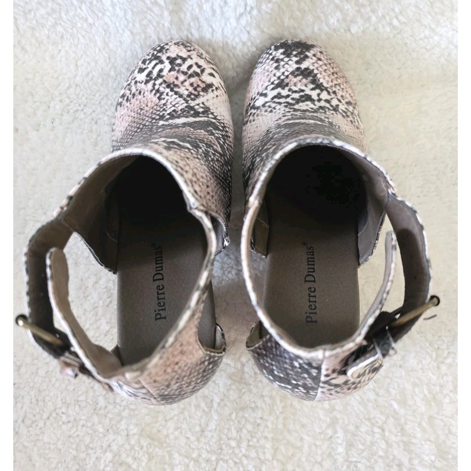 Pierre Dumas Ponce-1 Womens Size 8.5 Snake Print Heeled Shoes Cutout Side Buckle