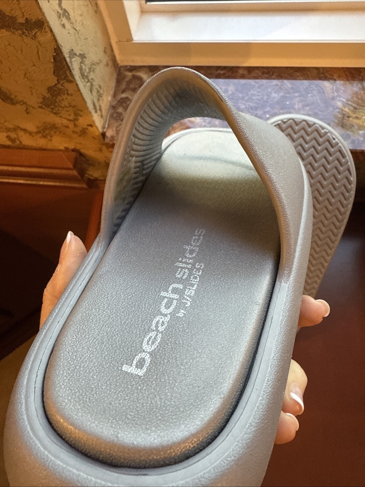 J SLIDES Gray EVA SQUISH BEACH SLIDES Women’s Size 6 New in Box