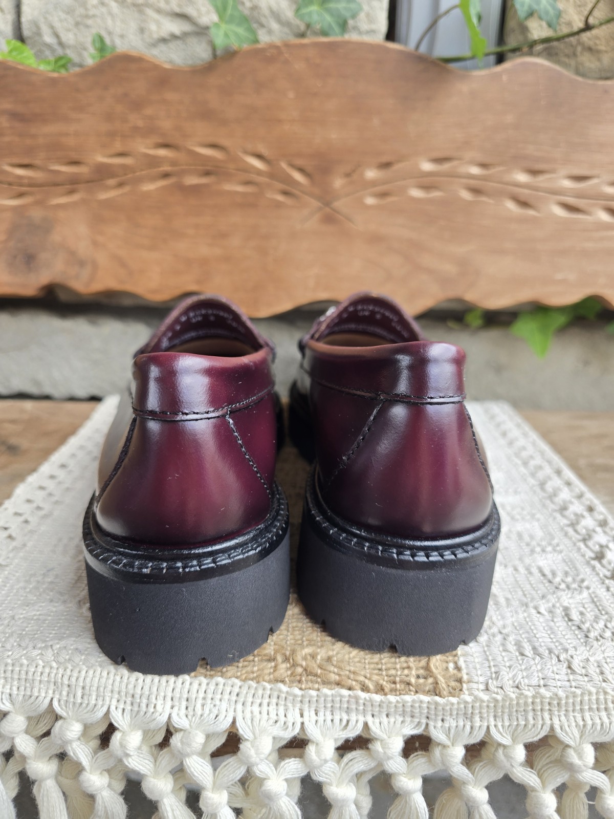GH Bass WeeJuns Lianna Bit Lug Sole Leather Penny Loafer Shoes Womens Sz 7