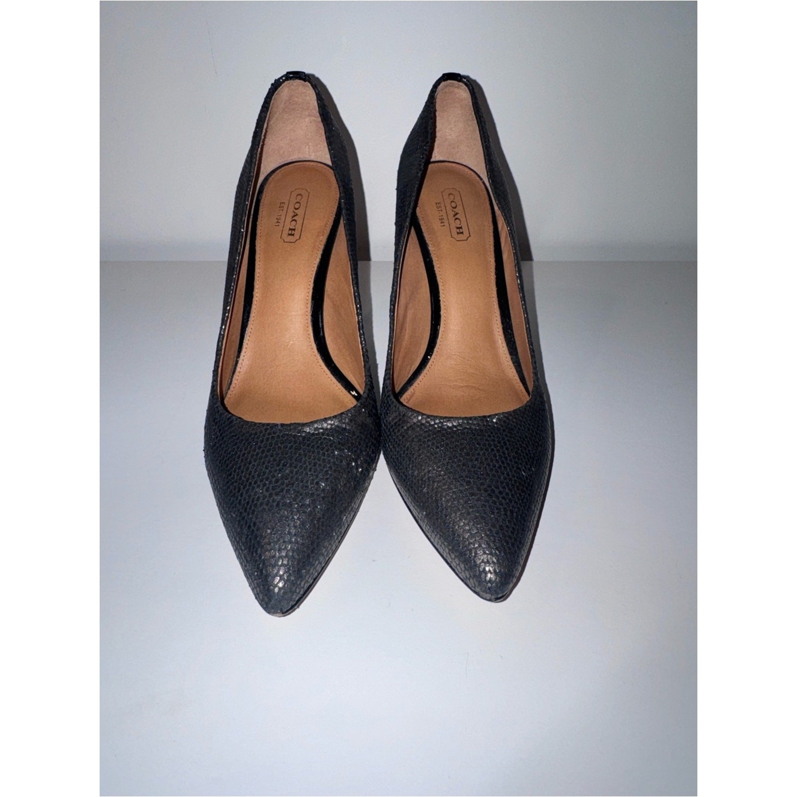 Coach Black Textured Pointed-Toe High Heels size 8