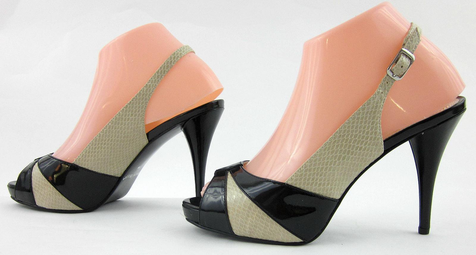 NEW! White House Black Market ‘Camdyn’ Slingback High Heels Black Beige Sz 7M