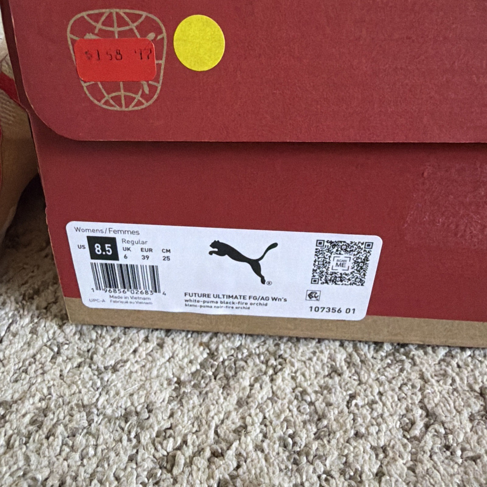*NEW* Puma Women’s Future Ultimate FG/AG Soccer – 107356 01 White/Fire Size 7.5