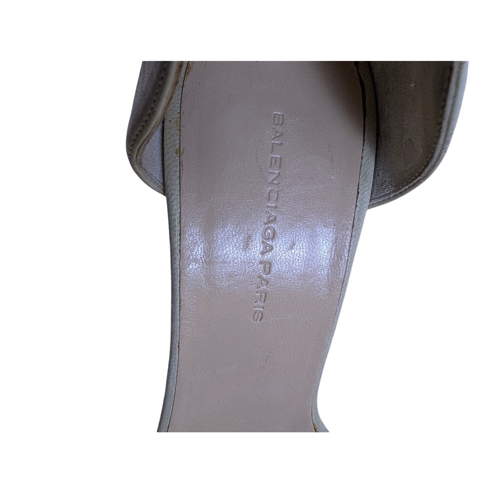 Balenciaga Beige Block Heels Knot Detail Silver Accents Sandal EU 36 US 6