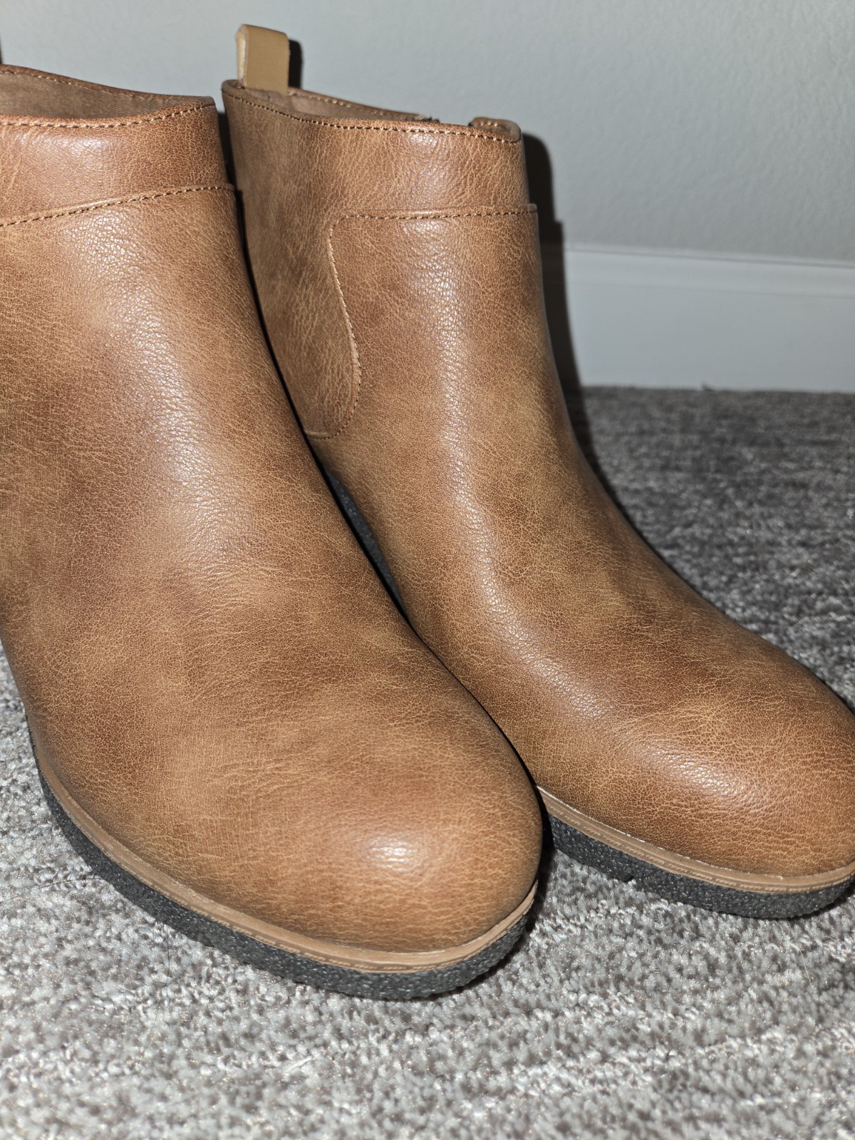 Dr. Scholl’s Bianca Brown Leather Ankle Bootie Zip Wedge Round Toe US 10M