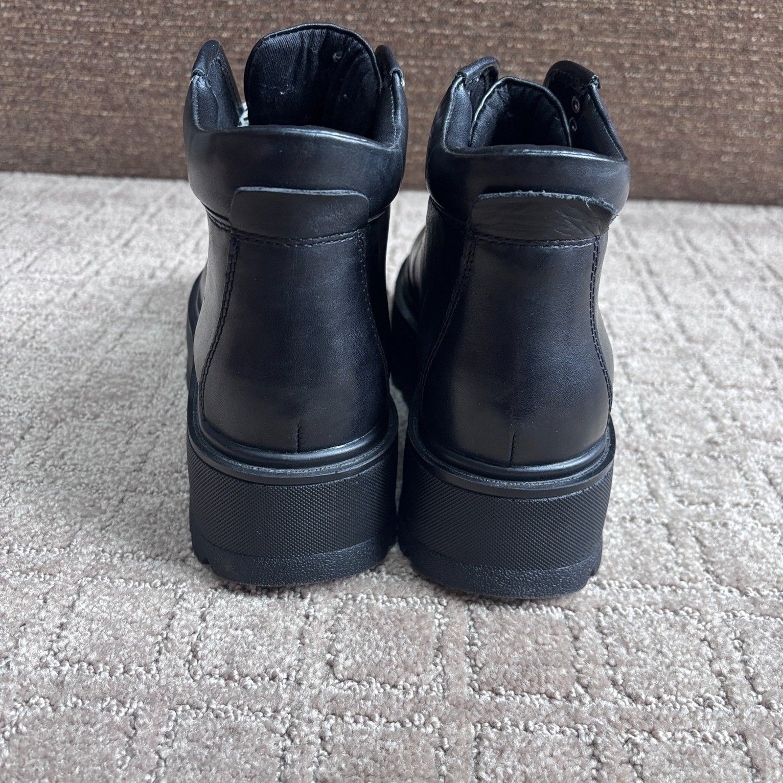Steve Madden Leather Chunky Boots Women’s 7.5 Black Lace Up Punk Grunge Platform