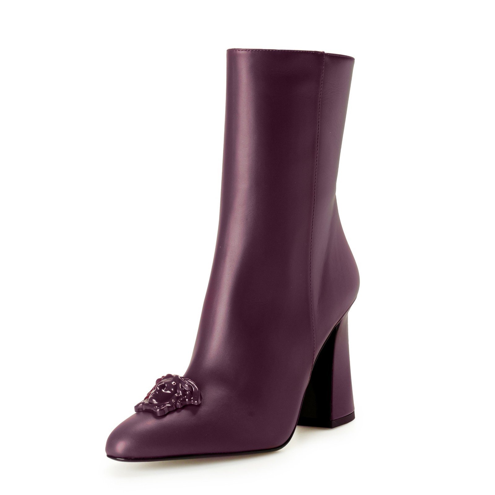 Versace Women’s Plum Purple 100% Leather Heeled Booties Shoes US 11 IT 41