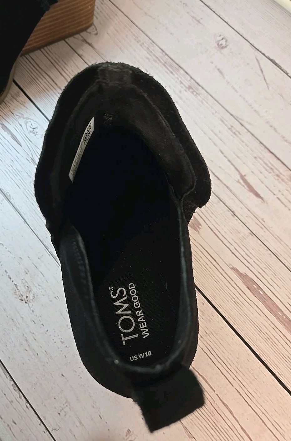 TOMS Women’s Kaia Wedge Ankle Boot Black Suede Size 10 W Bootie