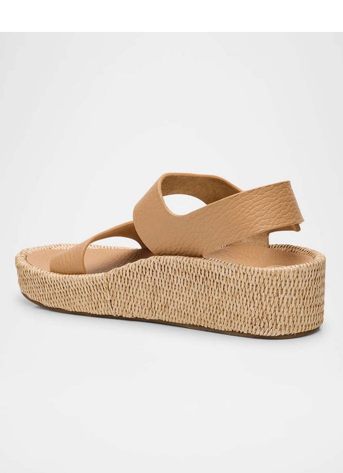 PEDRO GARCIA Lacey Two Band Flatform Leather Sandals In Camel Sz EU39.5/US9.5