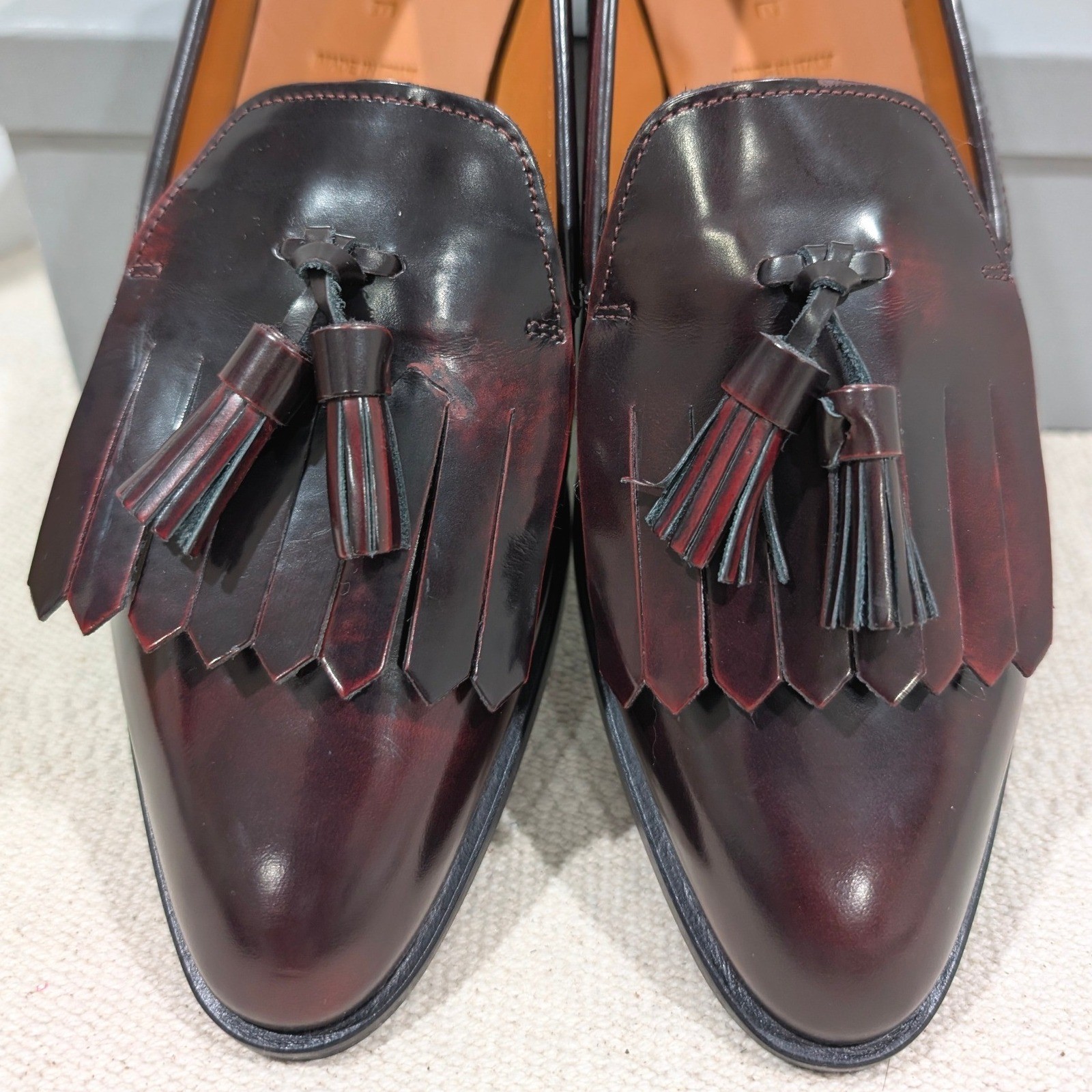 Everlane Modern Kiltie Tassel Loafers Womens Burgundy Leather Made in Italy 9.5