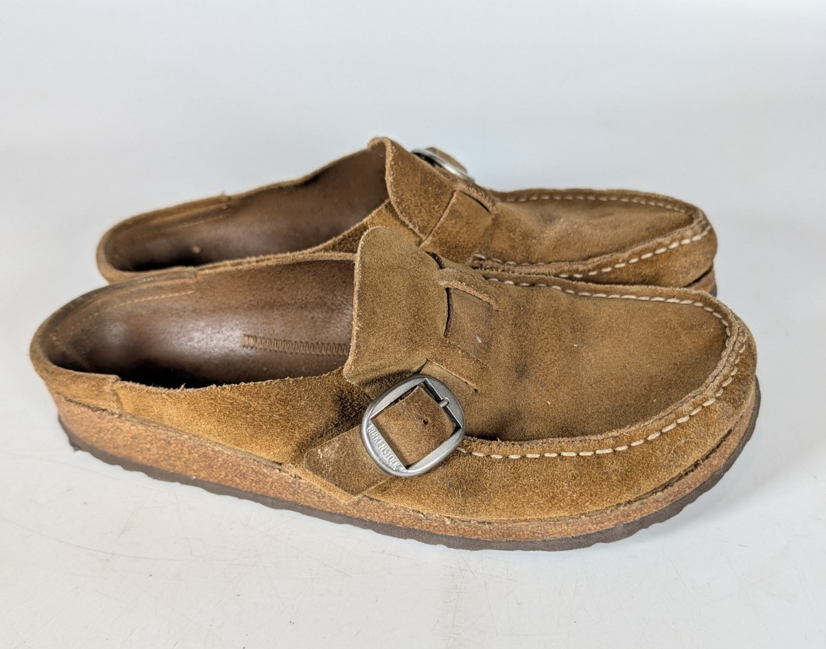 Birkenstock Buckley Women’s Size: 40 / 9 Tan Suede Clog Shoe Buckle