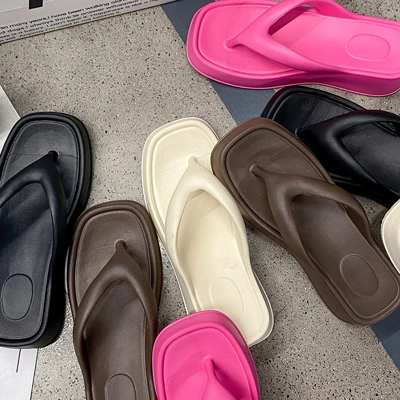 Summer Women Flip Flops Casual Solid Color Comfortable Non-slip Lightweight Indo