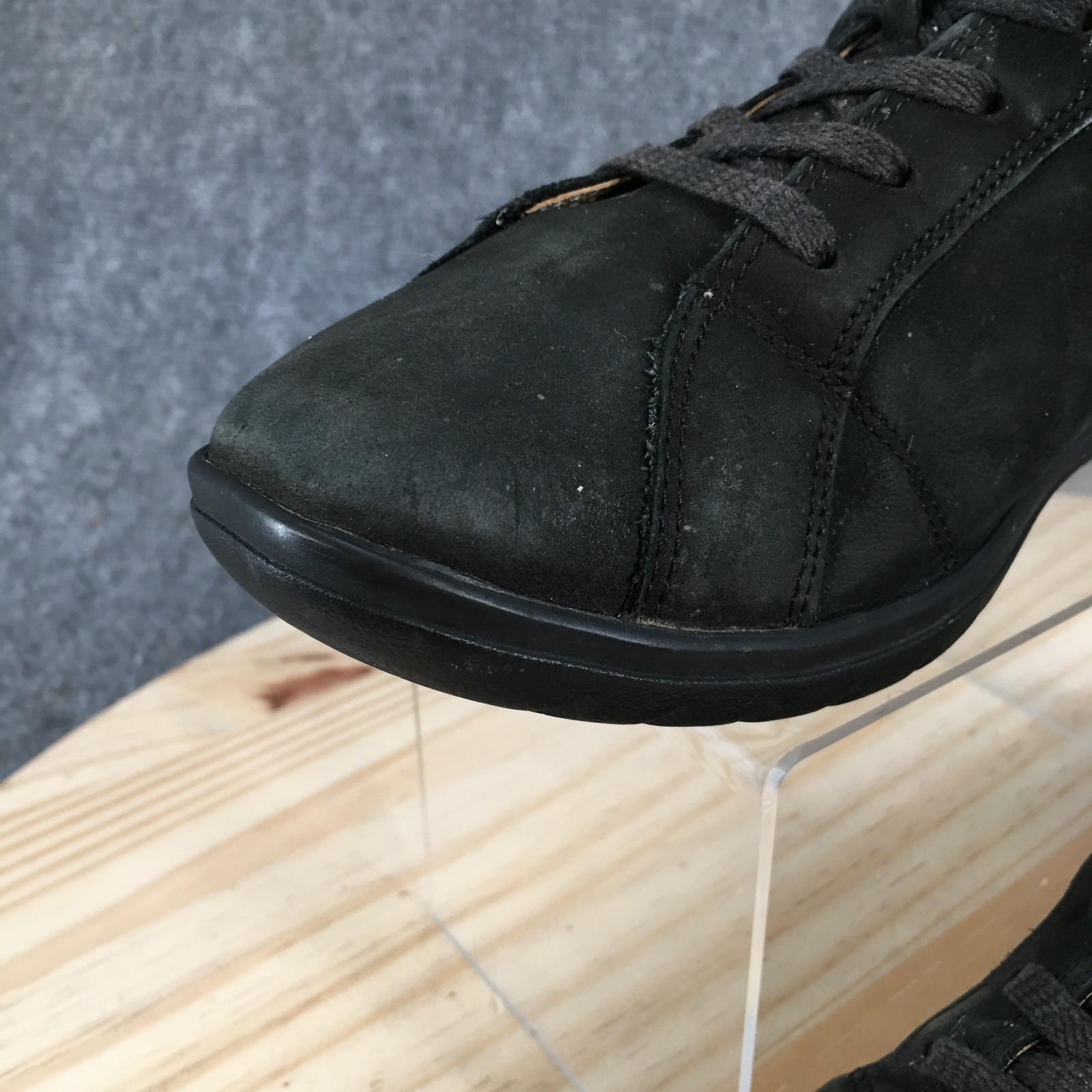 Hartjes XS Shoes Womens 8 Casual Side Zip Lace Up Sneakers Black Gray Leather