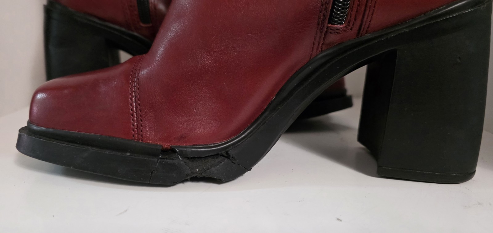 Prima Royale Deacon Short Zip Boots Leather Red Block Heel Size 7 Retro