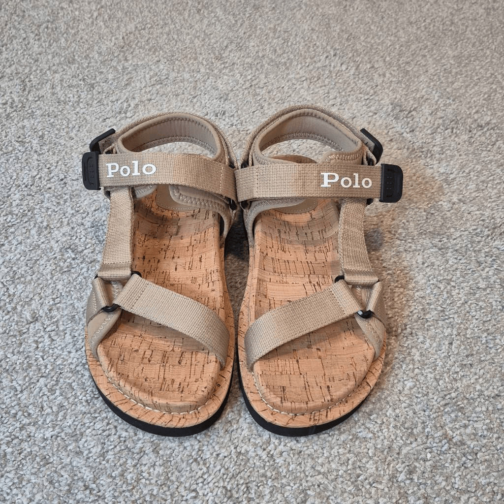Polo Ralph Lauren Women’s Size 8 Beige Eva Ezra Grosgrain Strap Sandals