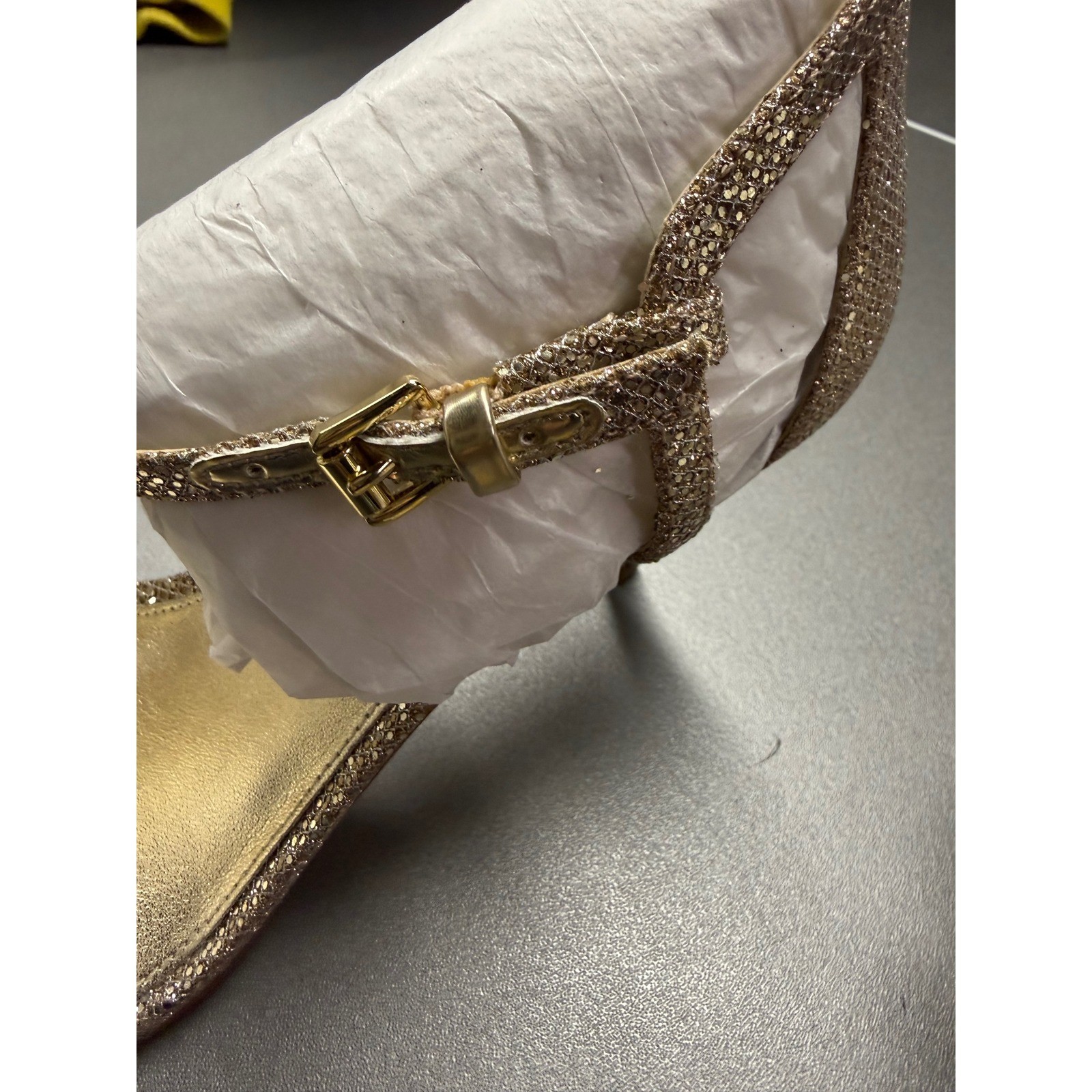 Michael Kors Simone Mid Sandal Silver Sand Glitter Stiletto Heel 40S6SMMA2D 8M