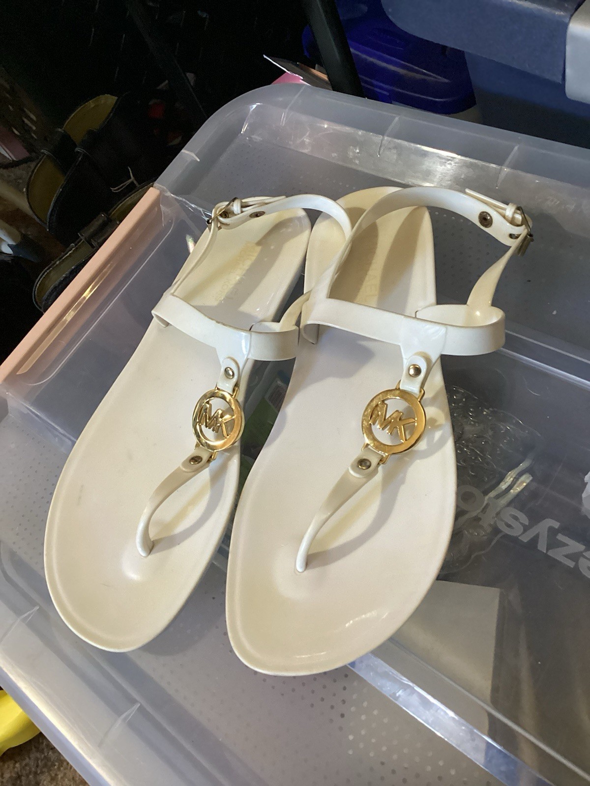 Michael Kors Women’s MK Plate Logo Thong Sandal,