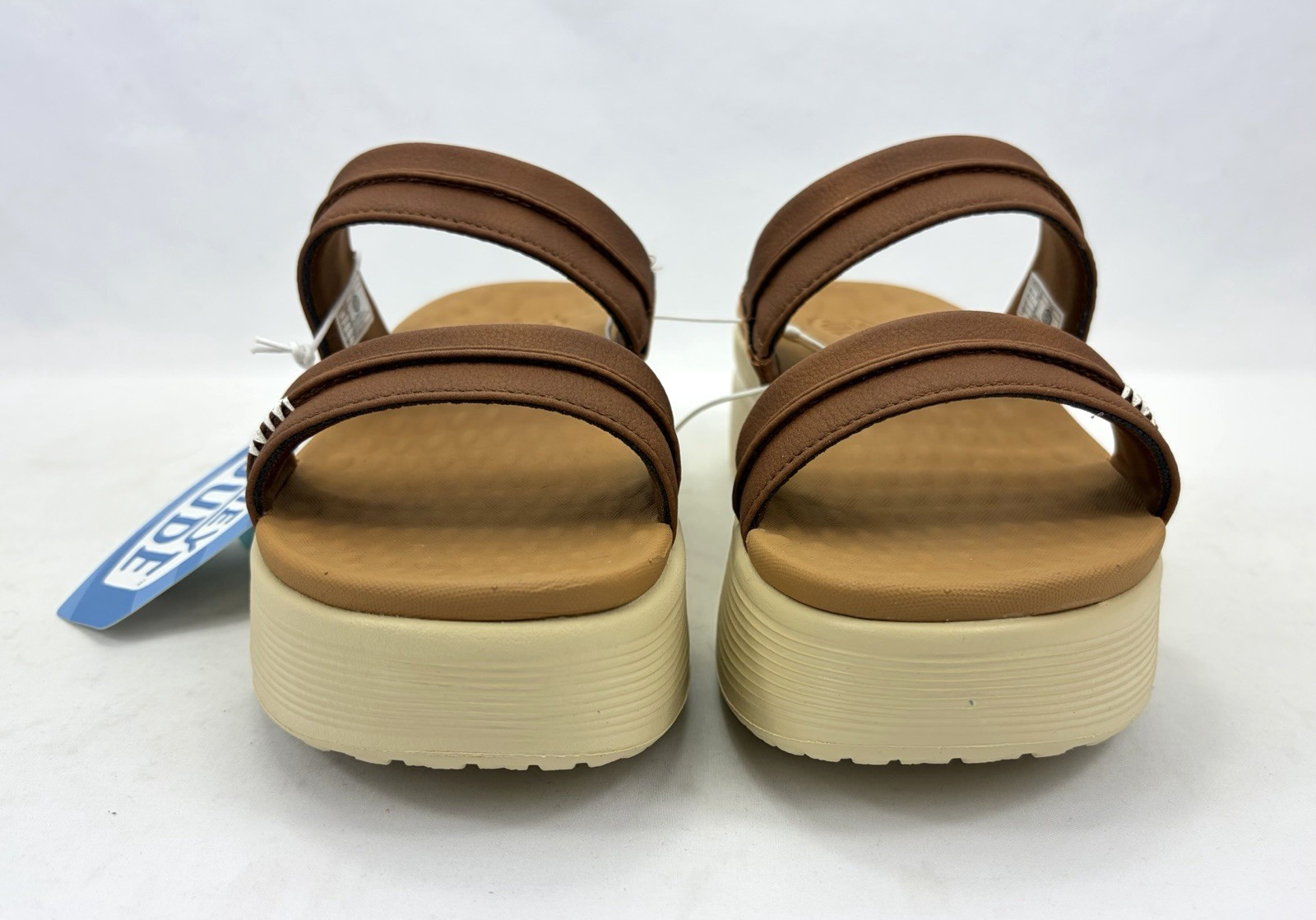 Hey Dude Austin Slide Classic Platform Slip-On Sandals Cognac Brown Women 7 NIB