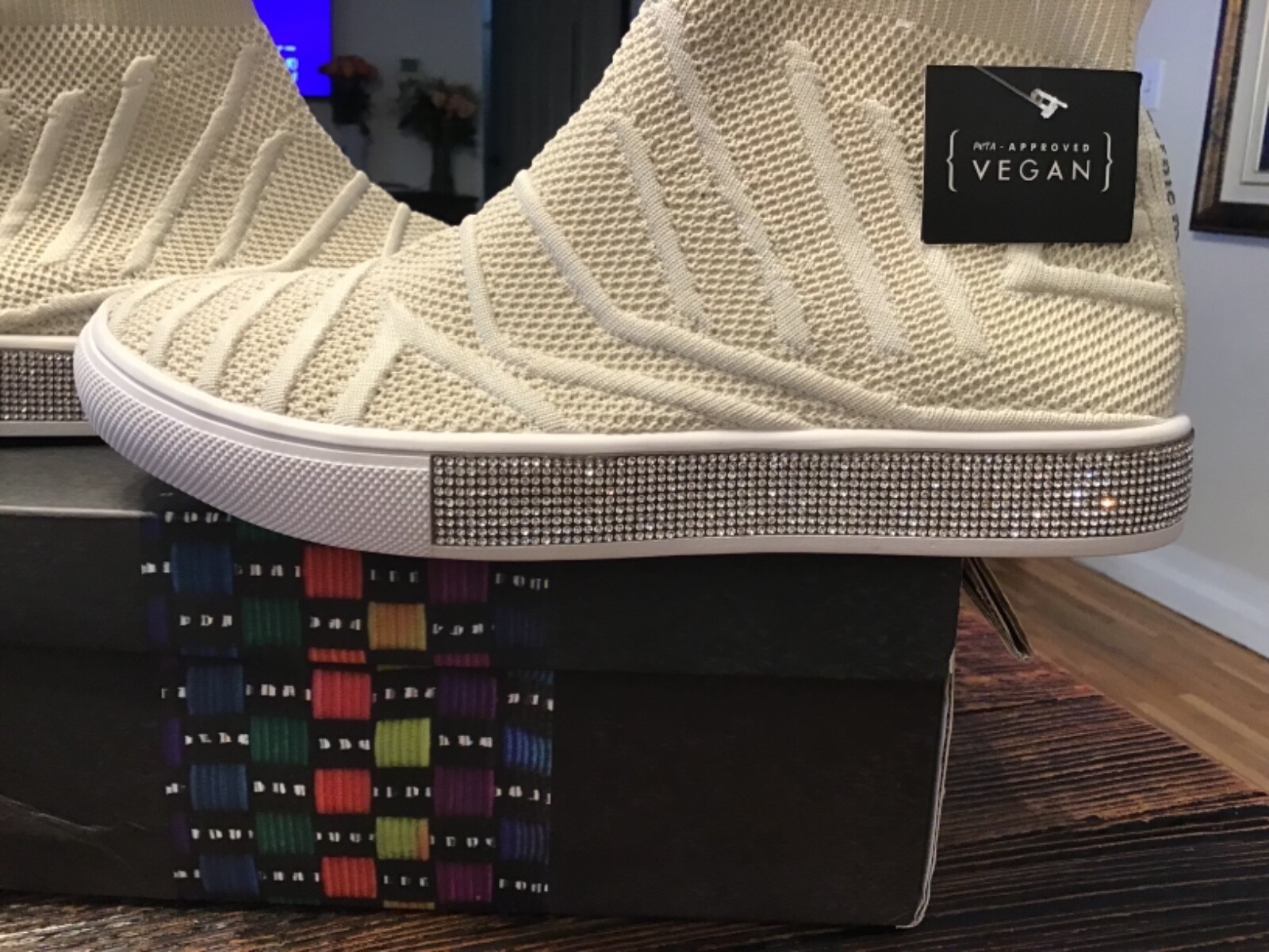 NWT bernie mev KIRSTIN New York Sneakers Sz.39 Nude/Clear Crystal Memory Foam