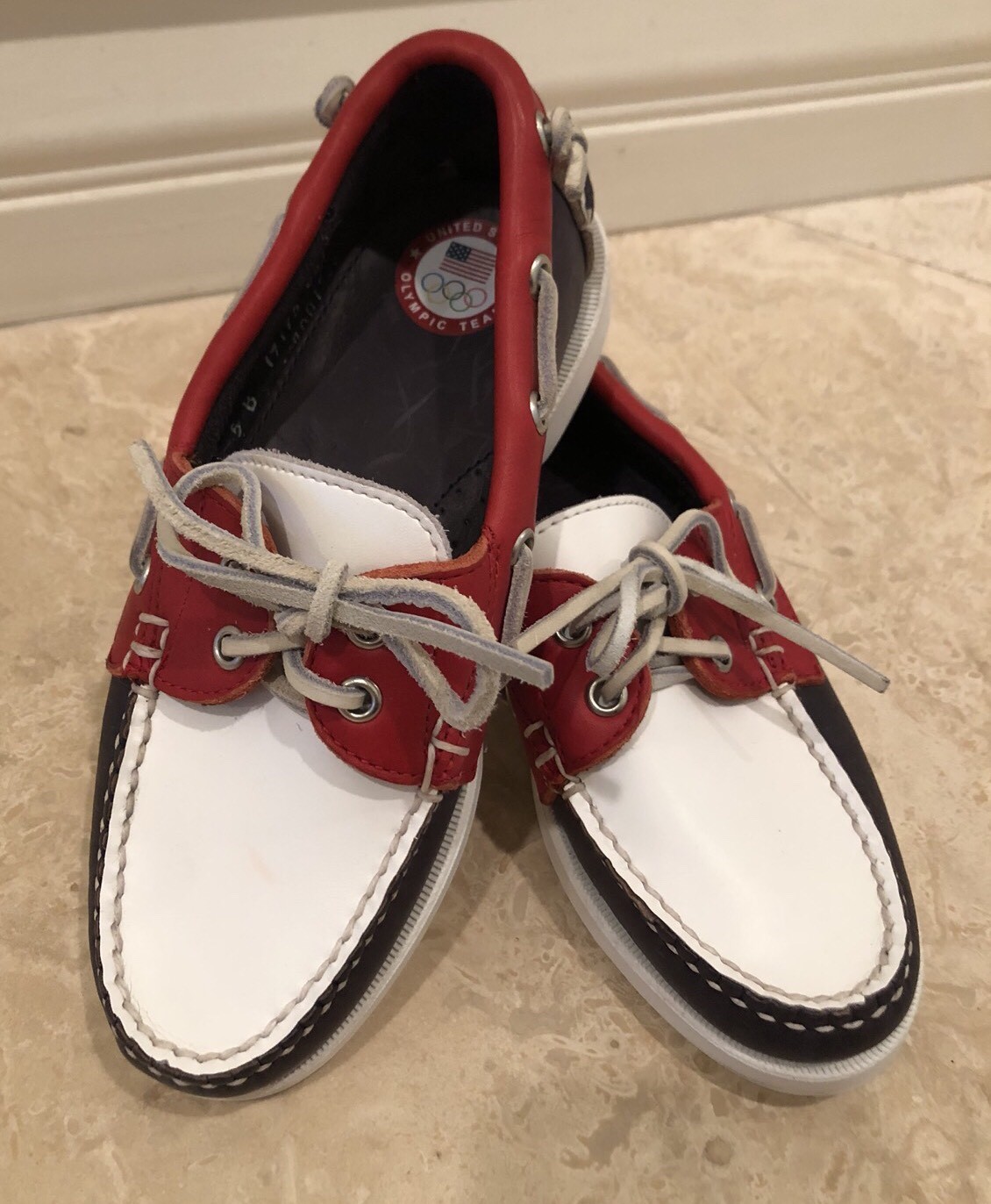 RALPH LAUREN United States Olympic Team Nautical Deck Shoes Made In USA 5B RARE!