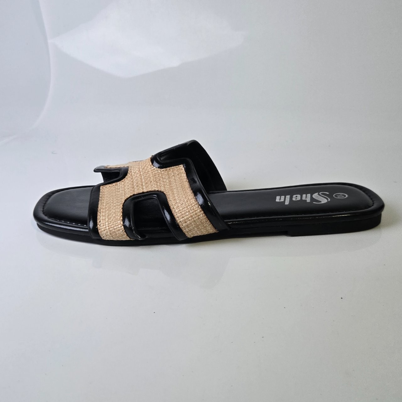 SheIn Black / Beige Straw Sandals US Size 10