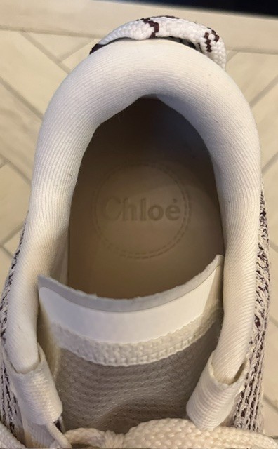 Chloe Nama Platform Sneaker Womens Size 6, Size 36 EU Gray/Burgundy Knit Fabric