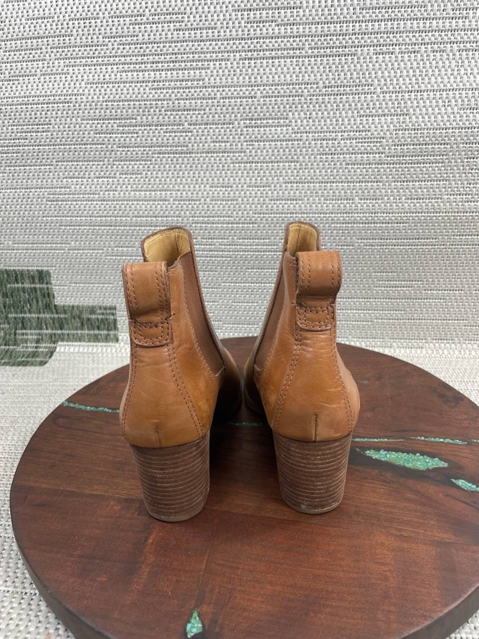 Madewell Chelsea Boot Women Size 6.5 The Regan English Saddle Leather Block Heel