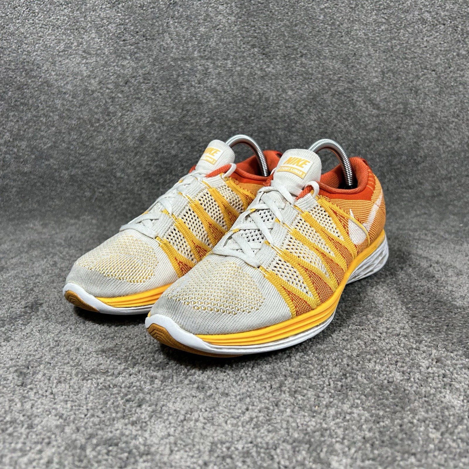Nike Flyknit Lunar 2 620658-101 Women’s Size 11 Orange Flame Running Shoes Used