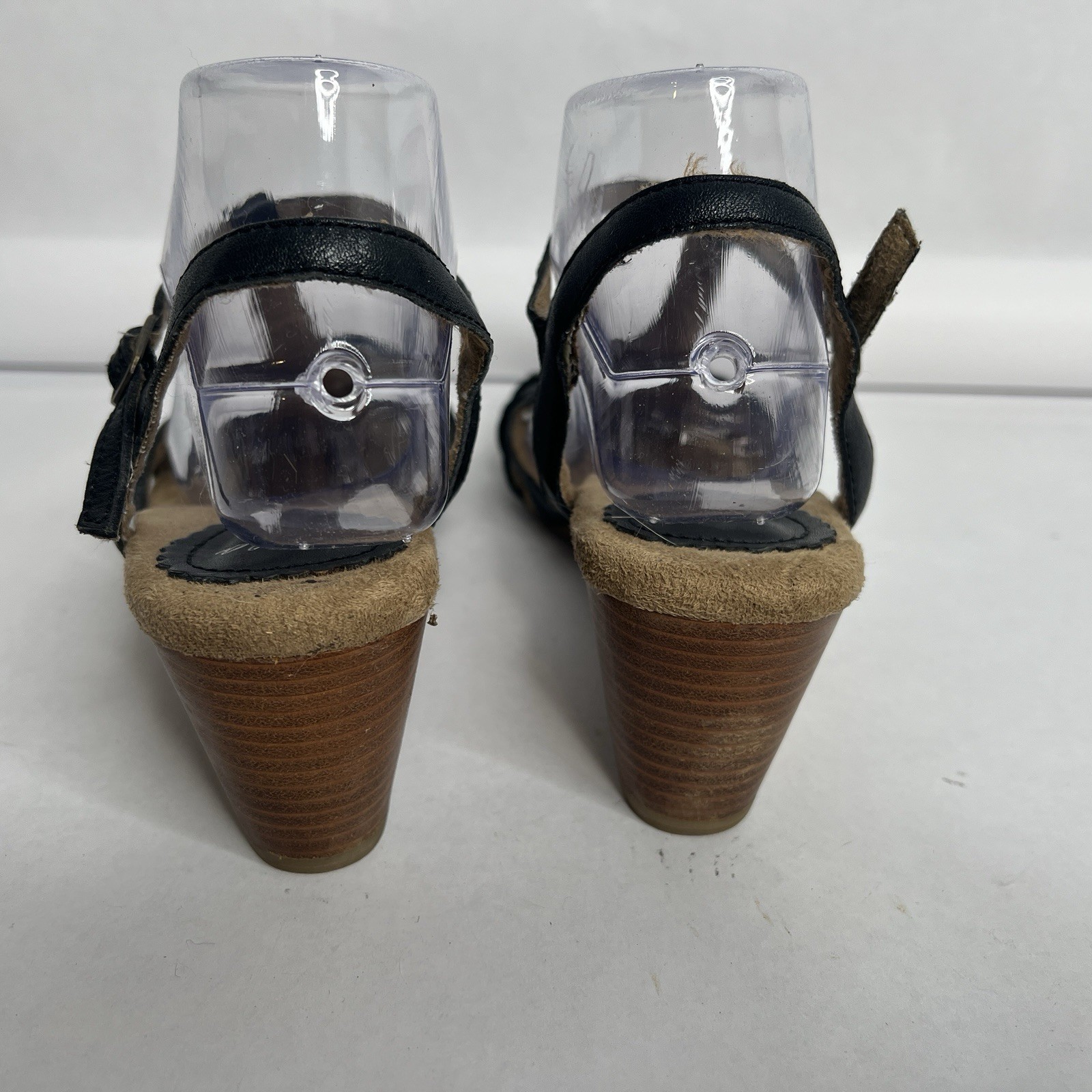 Nyla Leather Navy Dress Strappy Sandal Size 9 Woven Wedge Heel