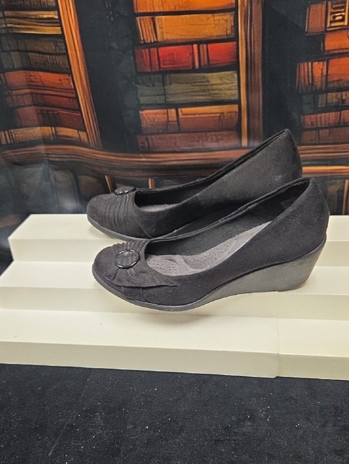 dexflex comfort Black Slip-On Ballet Flats with Decorative Ring