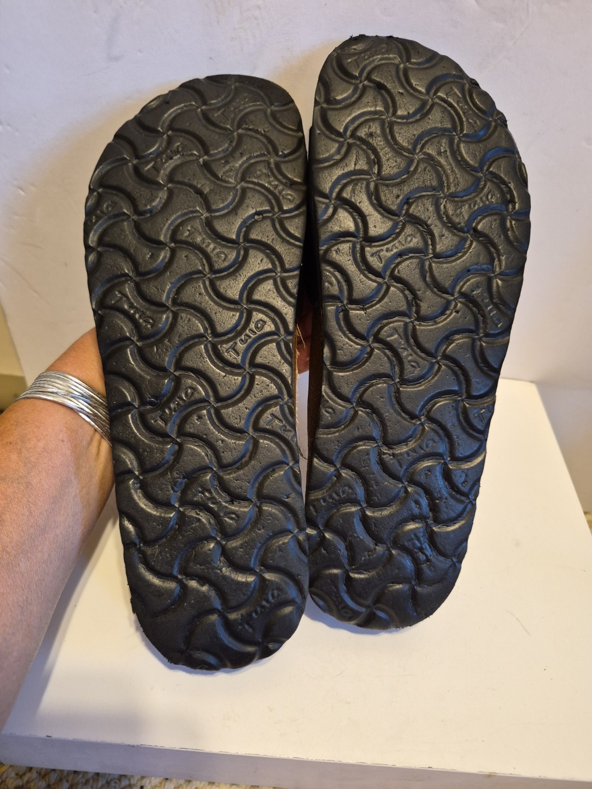 Tula by Birkenstock «Madrid» Black Leather Slide Sandals Sz.US 8.5/39.5 Ret $145